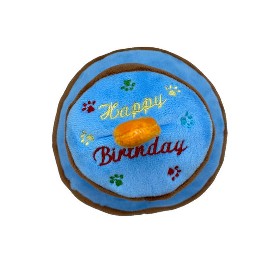 Happy Birthday 2 Tier Cake Dog Toy - Blue