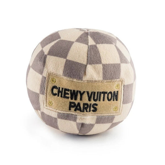 Chewy Vuiton Checker Ball Dog Toy