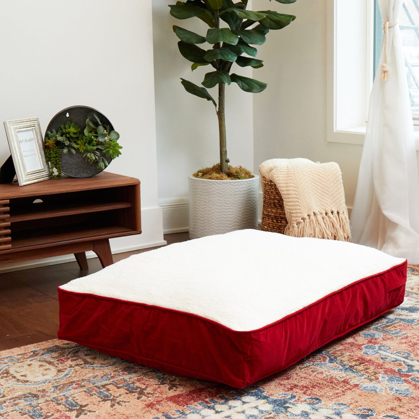 Buster Rectangle Sherpa Top Pillow Dog Bed