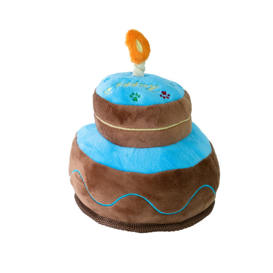 Happy Birthday 2 Tier Cake Dog Toy - Blue