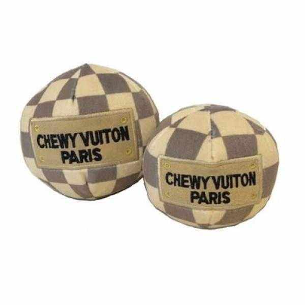 Chewy Vuiton Checker Ball Dog Toy