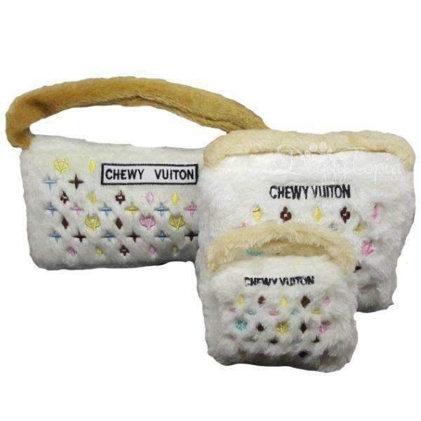 Chewy Vuiton White Handbag Dog Toy